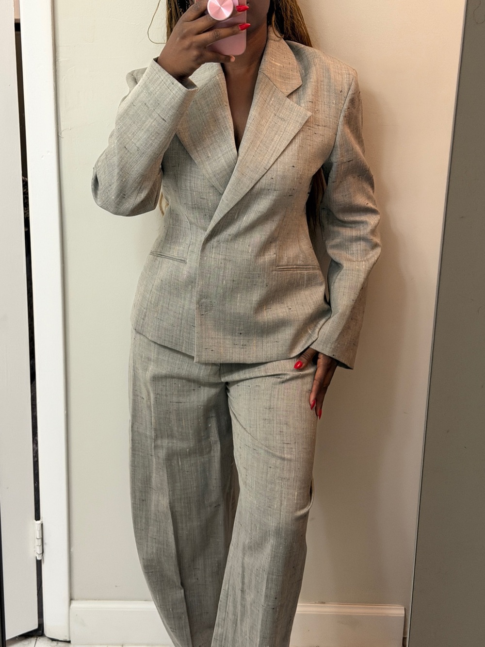 Zara Taupe Wide-Leg Tailored Suit - Picture 10 of 13